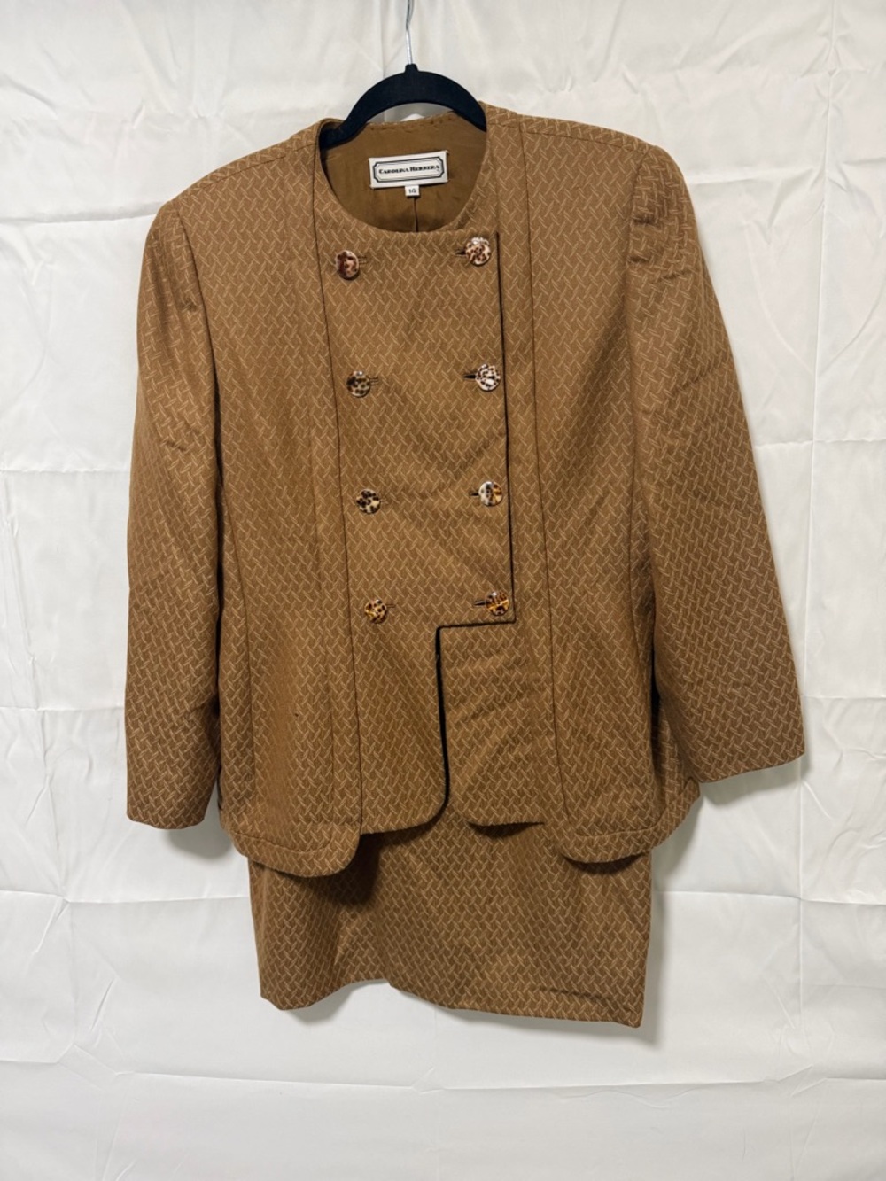 Carolina Herrera Tan Brown Textured Skirt Set
